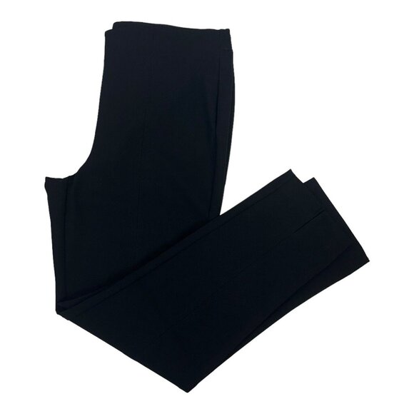Chicos Ponte Slim Leg Pull On Pants Women 3T Us 16Tall Black Slit Front-Stretch - Picture 9 of 14